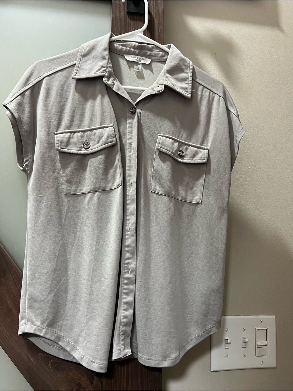 Cable & Gauge Light Gray Short Sleeve Button-Down Shirt